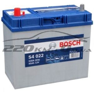 Аккумулятор автомобильный Bosch S4 asia 6СТ-45L+(0092S40220)тонкая клема купить с доставкой в интернет магазине - 220km.com