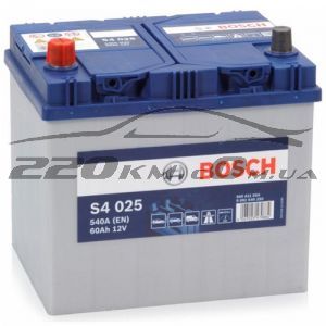 Аккумулятор автомобильный Bosch S4 asia 6СТ-60L+(0092S40250) купить с доставкой в интернет магазине - 220km.com