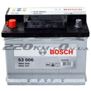 Аккумулятор автомобильный Bosch S3 6СТ-56L+(0092S30060) купить с доставкой в интернет магазине - 220km.com