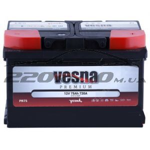 Акумулятор для Vesna Premium 6CT-75R+ низький корпус купити з доставкою в інтернет магазині - 220km.com