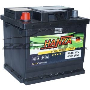 Акумулятор для авто Hanza Gold 6СТ-50L+ купити з доставкою в інтернет магазині - 220km.com