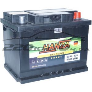 Акумулятор для авто Hanza Gold 6СТ-60R+ купити з доставкою в інтернет магазині - 220km.com